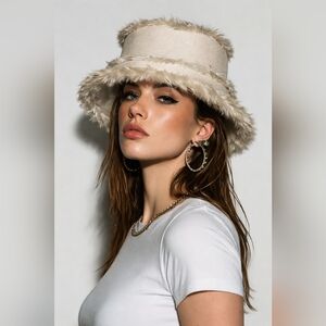 Faux Fur Shag Reversible Bucket Hat